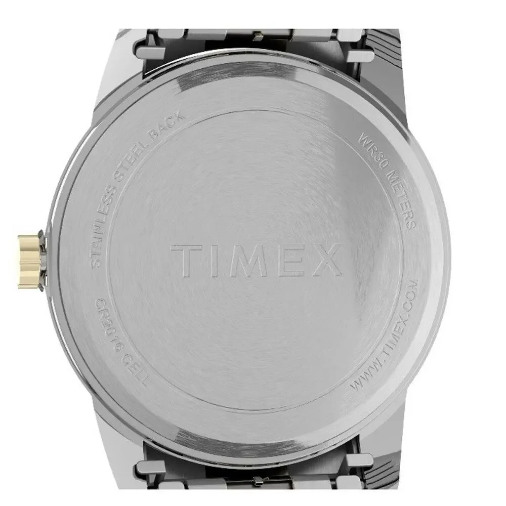 Timex Mens Easy Reader Two Tone 30mm Steel Watch Elastic Band Gold Perfect Fit